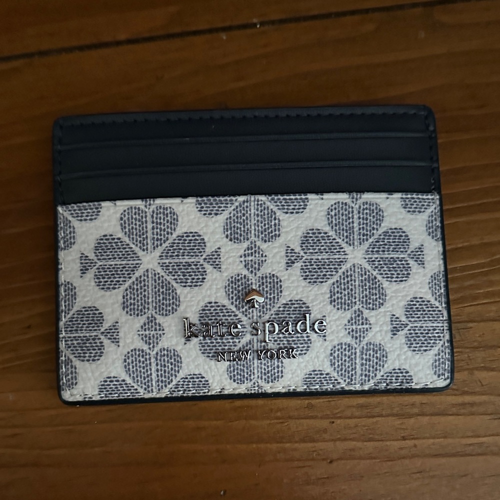 kate spade Navy and White Floral Logo Card Case